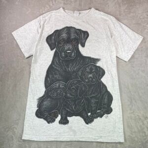 Vintage 90s Black Dog Oversized Sleepshirt Katz Lab One‎ Size Nature Art